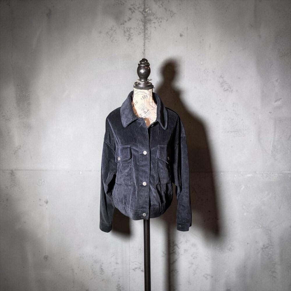 Abercrombie & Fitch Women's XL Black Cropped Corduroy Trucker Jacket
